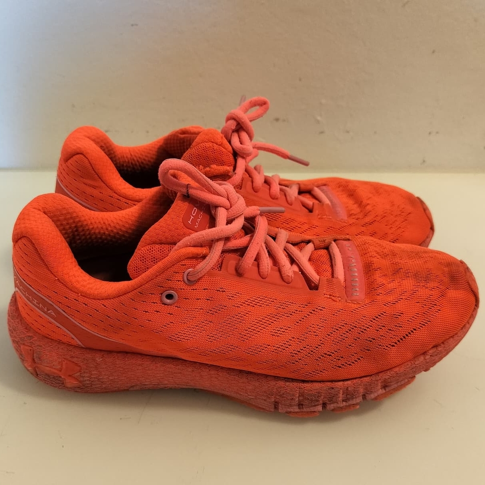 Woman's Under Armor Hovr Machina Illuminous Orange Athletic Shoes.